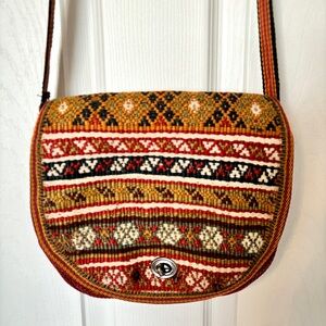 Handmade Orange Kilim Tapestry Shoulder Crossbody Wool Bag Middle East Bohemian
